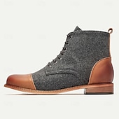cheap Premium Leather Boots-Men&#039;s Vintage Lace-Up Ankle Boots with Cloth Fabric and Leather, Stylish and Comfortable for Daily Wear