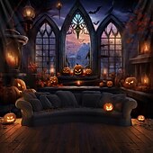 Halloween Decorations Pumpkins Window Hanging Tapestry Wall Art Large Tapestry Mural Decor Photograph Backdrop Blanket Curtain Home Bedroom Living Room Decoration 12