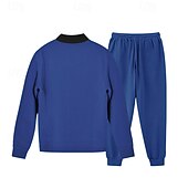 preiswerte einfache Trainingsanzüge-Herren Trainingsanzug Jogginganzug Sweatshirt mit durchgehendem Reißverschluss Marineblau Stehkragen Einfach 2 teilig Täglich Sport &amp; Outdoor Ferien Polyester Streetwear Basic Lässig Frühling &amp; Herbst