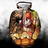 levne Vtipné vánoční mikiny a mikiny-předvečer Všech svatých Kostlivec Kapuce Pullover Vtipná vánoční mikina s kapucí Tisk 3D Přední kapsa Grafika Pro Pro páry Pánské Dámské Dospělé předvečer Všech svatých Karneval Plesová maškaráda 3D