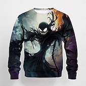 billiga Pojkes Halloween kostymer-Halloween Pojkar 3D Grafisk Dödskalle Tröja Långärmad Vår Höst Mode Grundläggande Polyester Barn 4-12 år Rund hals Utomhus Ledigt Dagligen Normal