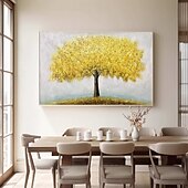 preiswerte Blumen-/Botanische Gemälde-großes handgemaltes 3D-Ölgemälde auf Leinwand mit goldenem Baum, handgefertigtes Herbstlandschaftsgemälde, handgefertigte Wandkunst, botanisches Messergemälde, leichtes luxuriöses Ölgemälde mit