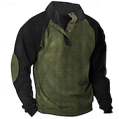 abordables Sudaderas Básicas_-Hombre Sudadera Sudadera con un cuarto de cremallera Albaricoque Negro Vino Verde Ejército Rojo Media cremallera Bloque de color Deporte Diario Festivos Pana Ropa de calle Básico Casual Primavera