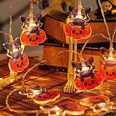 billige Halloween innendørs-1,5m 10led halloween lanterne string spøkelse festival scene atmosfære dekorasjon lanterne string edderkoppnett flaggermus gresskar død gud festival dekorative lanterner 1stk