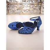 economico Scarpe per balli latini-scarpe da ballo latino da donna con brillantini dorati, lacci e cinturini incrociati - eleganti calzature da ballo da sala