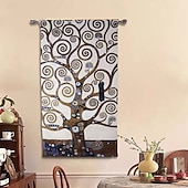 economico Arazzi tessuti jacquard-arazzo tessuto jacquard gobelin aubusson arte da parete appeso grande arazzo riproduzione telaio intreccio di cotone albero della vita arazzo belga (senza nappe e asta)