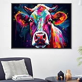 abordables Peintures animaux-peinture à l&#039;huile de vache colorée peinte à la main peinture à l&#039;huile d&#039;animaux faite à la main sur toile art mural peint à la main décoration intérieure peinture d&#039;animaux de la ferme œuvre d&#039;art