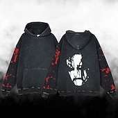 abordables Sudaderas con capucha-Víspera de Todos los Santos Gritar Cara de fantasma Esqueleto Sudadera Camiseta extragrande lavada con ácido Estampado Bolsillo delantero Gráfico Para Pareja Hombre Mujer Adulto Mascarada Estampado