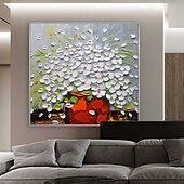 abordables Peintures fleurs/botaniques-peinture à l&#039;huile abstraite peinte à la main sur une fleur, peinture à l&#039;huile abstraite faite à la main sur un arbre en fleurs, arbre coloré en fleurs sur toile, œuvre d&#039;art florale faite à la main,