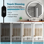 abordables Lampes néon led-Lumière de miroir de maquillage à LED de style Hollywood Lumière de maquillage 6,5-16 pieds/6000k/3000k Adaptateur 12v à intensité variable/Bande lumineuse pour miroirs de vanité et de salle de bain