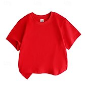 cheap Tees &amp; Shirts-Unisex Boys Girls&#039; 3D Solid Color Tee Short Sleeve Summer Spring Fashion Basic Kids 4-12 Years Crew Neck Outdoor Casual Daily Regular Fit