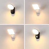 abordables luces de pared al aire libre-Aplique de pared LED para exteriores, blanco cálido, 1 luz, sensor de movimiento, aspecto moderno, aplique de pared para porche, puerta de patio, garaje, 110-240 V