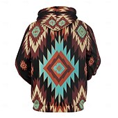 economico Hoodie Etnici Vintage-Per uomo Felpa con cappuccio Felpe Felpa Felpa con cappuccio Manica lunga Felpa con cappuccio Con cappuccio Di tendenza Stampa 3D Da mare Abbigliamento di strada Marrone chiaro Stampe Inverno