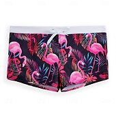 cheap Animals &amp; Birds-Men&#039;s Flamingo Bird Swim Trunks Swim Shorts Board Shorts Mid Waist Fashion Designer Surfing Holiday Beach Pocket Drawstring Elastic Waist Designer Clothing Apparel