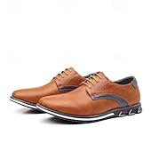 Недорогие Полуформальный-Муж. Туфли на шнуровке Полиуретановая кожа Дышащий Удобный Против скольжения Шнуровка Черный Коричневый Осень Зима