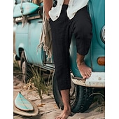 baratos Retrô-Homens Calção Shorts de verão Calças Capri Com Cordão Cintura elástica Tecido Conforto Respirável Comprimento da panturrilha Ao ar livre Diário Para Noite à moda Casual Cinzento Verde Preto