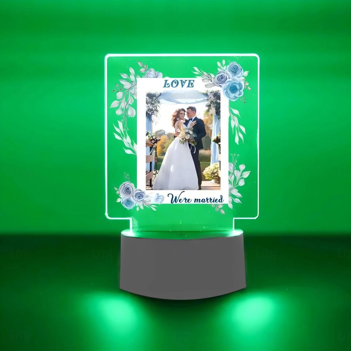 お買い得  結婚祝い-パーソナライズされたライトアップフォトランプ、ウェディングバレンタイン、カスタムフォトアクリルナイトライト、USB電源、夫、妻、恋人へのロマンチックな結婚記念日の贈り物