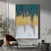 preiswerte Landschaftsgemälde-handgemalte Goldgemälde, handgefertigt, reich strukturiert, abstraktes Gemälde mit Goldfolie, Wandkunst, handgemaltes Kunstwerk, grünes Ölgemälde mit Folie für Wohnzimmer, Büro, Wanddekoration, blaues