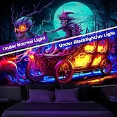 halpa halloween seinävaatteita-Halloween Mustavalotapsetri Pääkallon Auto UV-reaktiivinen Hohtava Pimeässä Hohto Bileet Psykedeelinen Koukuttava Hämärä Roikkuva Tapestri Seinätaide Maalaus Olohuone Makuuhuone