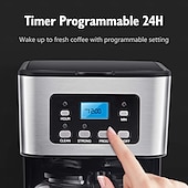 abordables Électroménager-machine à café goutte à goutte programmable cafetière grande capacité 1,8 l machine à café intelligente avec maintien au chaud et réservation