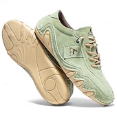 cheap Men&#039;s Sneakers-Men&#039;s Green Casual Faux Leather Sneakers with Unique Stitching and Lace-Up Design, Comfortable and Stylish for Everyday Wear
