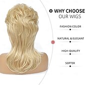 economico Parrucche storiche-Parrucche Mullet per Donne Ricce Morbide Resistenti al Calore Capelli Spalla Lunghezza 80s Rocker Cosplay Parrucche di Halloween