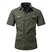 economico Camicie da lavoro da uomo-Per uomo Camicia Camicia Estiva Camicia casual Camicia con Bottoni Camicia cargo Blu denim Nero Giallo Rosso Kaki Manica Corta Semplice Colletto a Camicia Vacanza Camicia hawaiana Tasca Abbigliamento