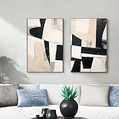 abordables Peintures natures mortes-peinture à l&#039;huile noire 3D faite à la main sur toile grande peinture à l&#039;huile abstraite texturée au couteau à palette art mural bohème œuvre d&#039;art minimaliste contemporaine personnalisée pour salon