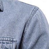 cheap Men&#039;s  Overshirts-100% Cotton Denim Shirts Men Casual Solid Color Thick Long Sleeve Shirt for Men Spring High Quality Jeans Male Shirt