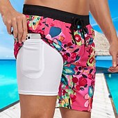 baratos Calções de Banho Masculinos-Homens Calção Justo de Natação Shorts de Natação Bermuda de Surf Bolsos Com Cordão Cintura elástica Com forro de compressão Calção Ao ar livre Praia Piscina Secagem Rápida Leve Macio Natação Praia