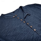 olcso Alkalmi Henley póló-Férfi Henley ing Tee Top Hosszú ujjú ing Hosszú ujj Tömör szín Divat Napi Gombok Henley Szabadtéri Hétköznapi Nyár Sötétbarna Stétszürke Sötétvörös Henley póló