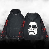 abordables Sudaderas con capucha-Víspera de Todos los Santos Gritar Cara de fantasma Esqueleto Sudadera Camiseta extragrande lavada con ácido Estampado Bolsillo delantero Gráfico Para Pareja Hombre Mujer Adulto Mascarada Estampado