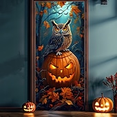 billige Halloween dørdeksler-halloween dørdekorasjoner halloween dørdeksler svart katt gresskar dør billedvev dør gardin dekorasjon bakteppe dør banner for inngangsdør gårdshus ferie fest dekor forsyninger