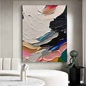 preiswerte Abstrakte Gemälde-handgemachtes 3D-Ölgemälde auf Leinwand, groß, handgemalt, abstrakt, strukturiert, mit Palettenmesser, Boho-Ölgemälde, Wandkunst, individuell, zeitgenössisches minimalistisches Kunstwerk für