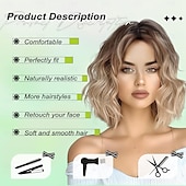 abordables Perruques Synthétiques Sans Bonnet-perruques courtes ondulées bouclées bob perruque longueur d&#039;épaule perruques médianes perruques de cheveux blonds synthétiques d&#039;aspect naturel pour femmes utilisation quotidienne de fête