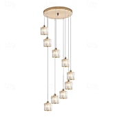 olcso Csillárok-csillár led kristály 6/9 fényű süllyesztett lámpák csigalépcső hosszú csillár villa lépcső könnyű duplex csillár 110-240v