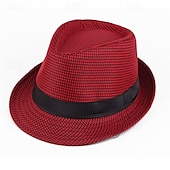 abordables Chapeau Fedora-Homme Chapeau du Kentucky Derby Chapeau de Soleil Chapeau à bord sauvage Haut-de-forme Noir Jaune Polyester Mode Occasionnel Rue Quotidien Pied-de-poule Respirant