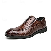 baratos Formal-Sapatos sociais masculinos oxford de couro sintético com relevo de crocodilo preto - calçados formais elegantes com cadarço para negócios e ocasiões especiais