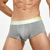 cheap Men&#039;s Boxers Underwear-Men&#039;s 1 PCS Boxers Underwear Boxer Shorts 90% Cotton Breathable Soft Comfortable Color Block Letter Mid Rise Black White