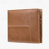 billiga Plånböcker-herr vintage brunt rfid-blockerande dubbelsidig plånbok i äkta läder med flera kortplatser - klassisk slimmad design