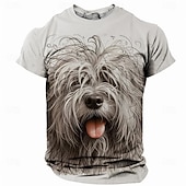  Men's Dog Funny T Shirt Short Sleeve T shirt 3D Print Crew Neck Shirt Retro Vintage Casual Street Casual Bar Light Blue White Khaki Spring & Summer Clothing Apparel S M L XL XXL XXXL