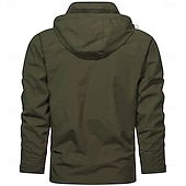 cheap Men&#039;s Graphic Jackets &amp; Coats-Men&#039;s Jacket Raincoat Shell Jacket Waterproof Lightweight Sports Outdoor Camping &amp; Hiking Embroidered Side Pockets Zip Front Fall Winter Hooded Long Sleeve Green khaki Dark Blue