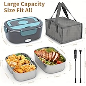 cheap Kitchen Appliances-Electric Lunch Box Portable Fast Heating Lunch Box 1.5L Stainless Steel Container Adult Food Warmer Suitable for Cars