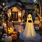 cheap Halloween Outdoor-Halloween Decorations Lighted Ghosts Outdoor Decoration Lights Yard Halloween Standing Ghost Lights Battery Operated Porch for Patio Spooky Atmosphere Decorations 1pc