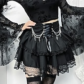 abordables Bas-Gothique Steampunk Jupe Bal Masqué Fille gothique Femmes Mascarade Soirée Adulte Jupe