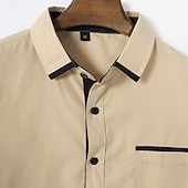 preiswerte Button-Down-Hemden für Herren-Herren Hemd Oberhemd Bügelfreies Hemd Knopfhemd Farbblock Hochzeit Täglich Hellblau Schwarz Weiß Hellgrün Langarm Umlegekragen Frühling &amp; Herbst Bekleidung Patchwork