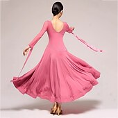 voordelige Ballroom danskleding-Ballroomdansen Kleding Gesplitst Kristallen / Bergkristallen Dames Prestatie Opleiding Lange mouw Kristal Katoen Netstof