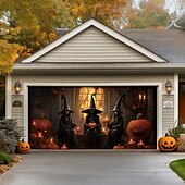 halpa Halloween koristelu-halloween oven koristeet ulkona halloween autotallin oven kansi kurpitsa noita banneri pelottava linna suuri taustakoristeet lomalle ulkoautotallin ovi kodin seinäkoristeet
