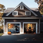 halpa Halloween koristelu-halloween oven koristeet ulkona halloween autotallin oven kansi kurpitsa noita banneri pelottava linna suuri taustakoristeet lomalle ulkoautotallin ovi kodin seinäkoristeet