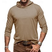 abordables sudaderas basicas hombre-Hombre Sudadera Negro Blanco Verde Ejército Azul Real Caqui Con Capucha Plano Deporte Diario Festivos Algodón Ropa de calle Básico Casual Primavera &amp; Otoño Ropa Sudaderas con capucha Sudaderas